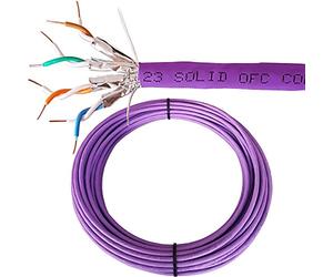 Loops Low Smoke CAT6A Network Cable - 23 AWG - S/FTP & U/FTP - Shielded/Screened - Solid Pure Copper Core - Purple Ethernet LSZH LZHF Network LAN Wire Reel (U/FTP, 50m (164 ft) CAT6A Cable)