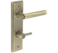 Loops Luxurious Antique Brass Bathroom Door Handle With Backplate And Turn Release - Solid Brass Interior Lever