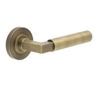 Loops Luxurious Antique Brass Door Handle On Plain Rose For Elegant Homes - Solid Brass Interior Handle