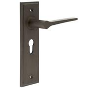 Loops Luxurious Dark Bronze Euro Backplate Door Handle - Solid Brass Interior Handle