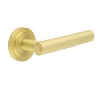 Loops Luxurious Satin Brass Door Handle With Customizable Roses - Solid Brass Interior Handle