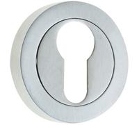 Loops Luxury Designer Euro Profile Escutcheons With 50mm Round Rose In Satin Chrome Finish - Key Hole Cover
