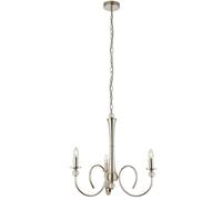 Loops Luxury Hanging Ceiling Pendant Light Bright Nickel & Crystal 3 Lamp Chandelier in Metallics Loops Metallics