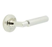 Loops Luxury Polished Nickel Door Handle On Chamfered Rose - Solid Brass Interior Handle