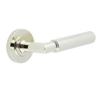 Loops Luxury Polished Nickel Door Handle On Plain Rose - Solid Brass Interior Handle