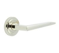 Loops Luxury Polished Nickel Door Handle On Stepped Rose For Elegant Interiors - Solid Brass Interior Handle