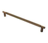 Loops Luxury T Bar Knurled Pull Handle - 450mm Antique Brass - Kitchen Door Cabinet