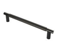 Loops Luxury T Bar Knurled Pull Handle - 450mm Matt Black - Kitchen Door Cabinet