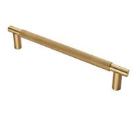 Loops Luxury T Bar Knurled Pull Handle - 450mm Satin Brass - Kitchen Door Cabinet