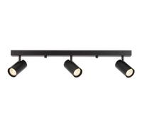 Loops Matt Black Ceiling Spot Light - 3 X 7W Led Gu10 Bar Plate - Dimmable Modern Industrial Style