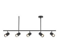 Loops Matt Black Ceiling Spot Light - 5 X 7W Led Gu10 Bar - Dimmable Impressive Modern Design