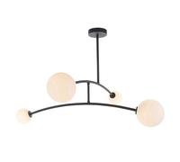 Loops Matt Black Swing Arm Ceiling Light & Opal Glass Shades - 4 Bulb Fitting in Clear Loops Clear