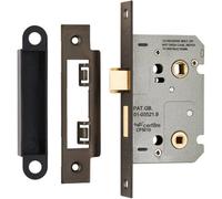 Loops Matt Bronze Locking Bathroom Door Sashlock Latch - Square Forend 64mm Deep