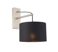 Loops Matt Nickel Wall Light & Black Cotton Fabric Shade - Hanging Wall Lamp Fitting in Metallics Loops Metallics