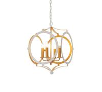 Loops Matt White & Gold Ceiling Pendant Light - 4 Bulb Hanging Circular Frame Fitting Loops White