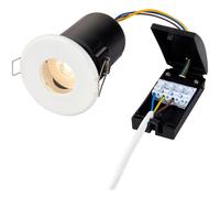 Loops Matt White Recessed Bathroom Downlight - 50W GU10 Reflector - IP65 Ceiling Light Loops White