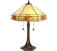 Loops Medium Tiffany Glass Table Lamp - Art Deco Design - Dark Bronze Finish