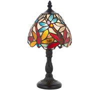 Loops Mini Tiffany Glass Table Lamp - Dark Bronze Effect - Requires 40W E14 Golf Bulb in Clear Loops Clear
