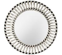 Loops Mirror Large Contemporary Black Circular Frame Thick Silver Spokes Black Silver Loops Black