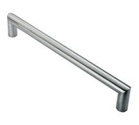 Loops Mitred Round Bar Pull Handle 106 X 10mm 96mm Fixing Centres Satin Steel