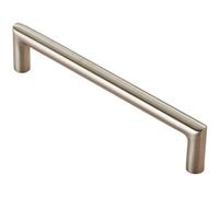 Loops Mitred Round Bar Pull Handle 138 X 10mm 128mm Fixing Centres Satin Steel