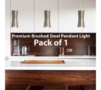 Loops Modern Hanging Ceiling Pendant Light Brushed Steel Kitchen Lamp Bulb Fittings in Metallics Loops Metallics