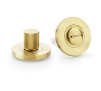 Loops Modern Knurled Thumbturn & Release Lock - Satin Brass - Bathroom Door Wc