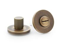 Loops Modern Reeded Thumbturn & Release Lock - Lined Antique Brass - Bathroom Door