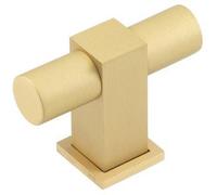 Loops Modern T Bar Cupboard Knob In Satin Brass For Stylish Decor - Kitchen Cabinet Knob