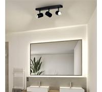 Loops Modern Triple Bar Bathroom Ceiling Spotlight, Black, GU10 Fitting, 130mm Height x 80mm Width, LED Compatible, IP44 Rated, Indoor Use, Mains Powered