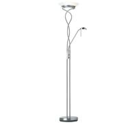 Loops Mother & Child Floor Lamp Satin Chrome Tall Twin Light Dimmer Flexible Reading Loops Multicolor
