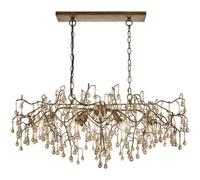 Loops Multi Arm Hanging Ceiling Pendant Light - Aged Gold Paint & Champagne Lustre Glass Shade - 6 X 6W Led E14