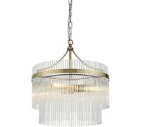 Loops Multi Arm Hanging Ceiling Pendant Light - Antique Brass Plate & Clear Glass - 3 X 7W Led E14