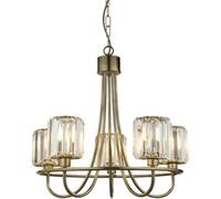 Loops Multi Arm Hanging Ceiling Pendant Light - Antique Brass Plate & Clear Glass - 5 X 6W Led E14