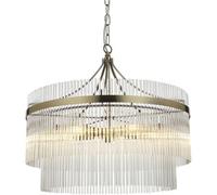 Loops Multi Arm Hanging Ceiling Pendant Light - Antique Brass Plate & Clear Glass - 5 X 7W Led E14
