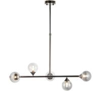 Loops Multi Arm Hanging Ceiling Pendant Light - Black Chrome Plate & Smoked Mirror Glass Shade - 5 X 3W Led G9