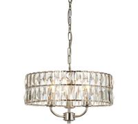 Loops Multi Arm Hanging Ceiling Pendant Light - Bright Nickel Plate & Clear Crystal Glass - 3 X 6W Led E14