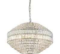 Loops Multi Arm Hanging Ceiling Pendant Light - Bright Nickel Plate & Clear Crystal Glass Shade - 5 X 6W Led E14