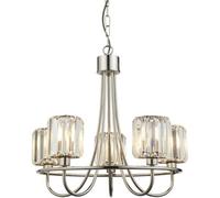 Loops Multi Arm Hanging Ceiling Pendant Light - Bright Nickel Plate & Clear Glass - 5 X 6W Led E14