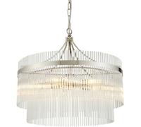 Loops Multi Arm Hanging Ceiling Pendant Light - Bright Nickel Plate & Clear Glass - 5 X 7W Led E14