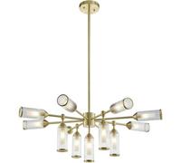 Loops Multi Arm Hanging Ceiling Pendant Light - Satin Brass Plate With Clear & Frosted Glass Shade - 13 X 3W Led G9