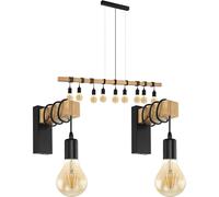 Loops Multi Bulb Ceiling Pendant Light & 2x Matching Wall Lights Black & Wood Trendy Loops Black