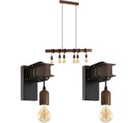 Loops Multi Bulb Ceiling Pendant Light & 2x Matching Wall Lights Industrial Metal Beam Loops Multicolor