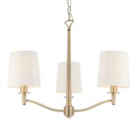 Loops Multi Light Ceiling Pendant 3 Bulb ANTIQUE BRASS & WHITE Chandelier Lamp Shade Loops White