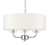 Loops Multi Light Ceiling Pendant 3 Bulb NICKEL & WHITE Chandelier Large Shade Lamp in Metallics Loops Metallics