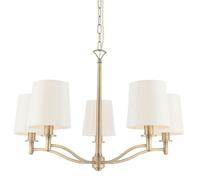 Loops Multi Light Ceiling Pendant 5 Bulb ANTIQUE BRASS & WHITE Chandelier Lamp Shade Loops White