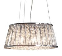 Multi Light Ceiling Pendant 5 Bulb Chrome & Large Crystal Shade Modern Lamp