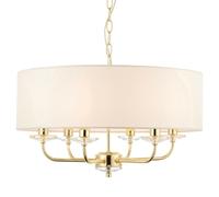 Loops Multi Light Ceiling Pendant 6 Bulb BRASS & WHITE Chandelier Large Shade Lamp Loops White