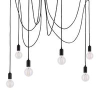 Loops Multi Light Ceiling Pendant 6 Bulb Matt Black Industrial Adjustable Hang Hook Loops Black