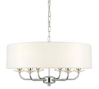 Loops Multi Light Ceiling Pendant 6 Bulb NICKEL & WHITE Chandelier Large Shade Lamp in Metallics Loops Metallics